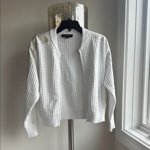 Central Park West White Textured Cardigan